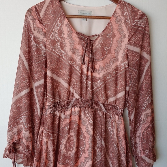 Belle+sky boho dress pink and brown size medium - Picture 2 of 7